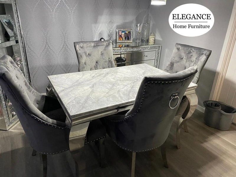 Grey Marble Small Dining Set