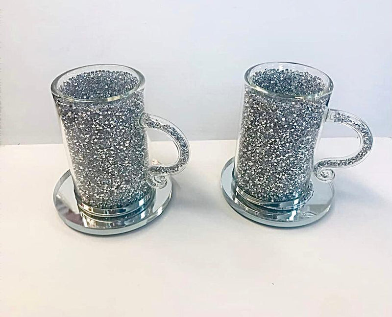 Crushed Diamond Mugs With Coasters