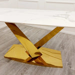 Riviera Gold Dining table with Polar White Sintered Stone Top