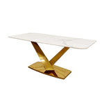 Riviera Gold Dining table with Polar White Sintered Stone Top