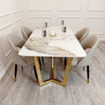 Lucien Gold Dining Table with Pandora Gold Sintered Stone Top