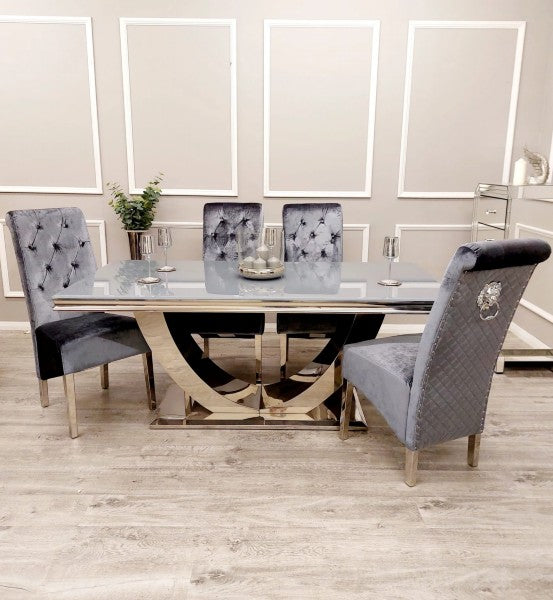 Arial Dining Set With 4 High Back Chairs