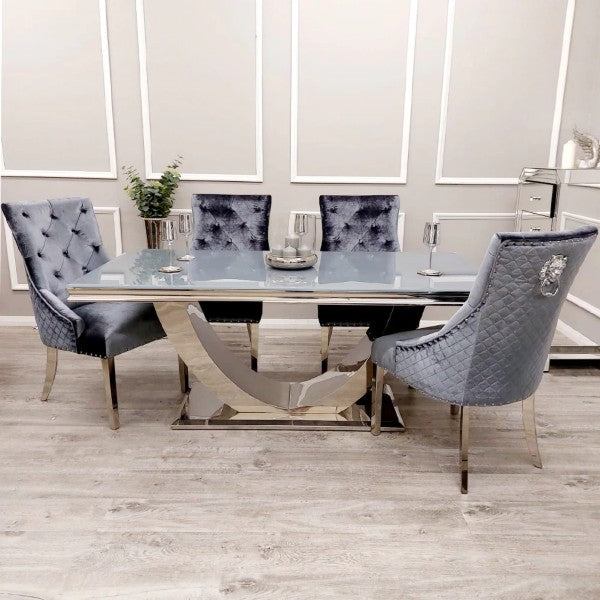 Arial Dining Set With 4 Grey Majestic Chairs