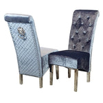 Grey High-back Chair With Lion Knocker Back