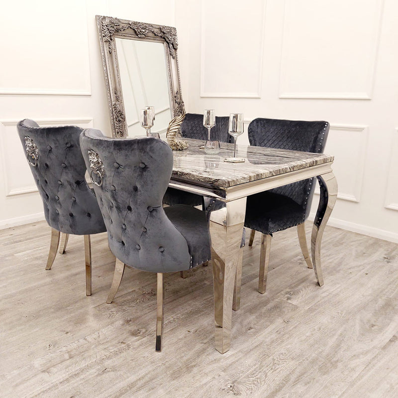 Louis Dark Grey Marble Dining Set