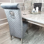 Louis Grey Marble Dining Set With 6 Highback Chairs