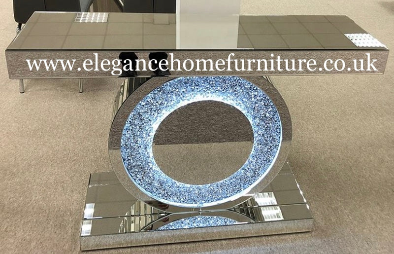 Mirrored LED Circle Console Table