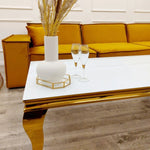 Louis Gold White Glass Coffee Table