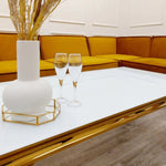 Louis Gold White Glass Coffee Table