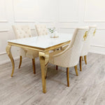 Louis Gold White Glass Dining Table