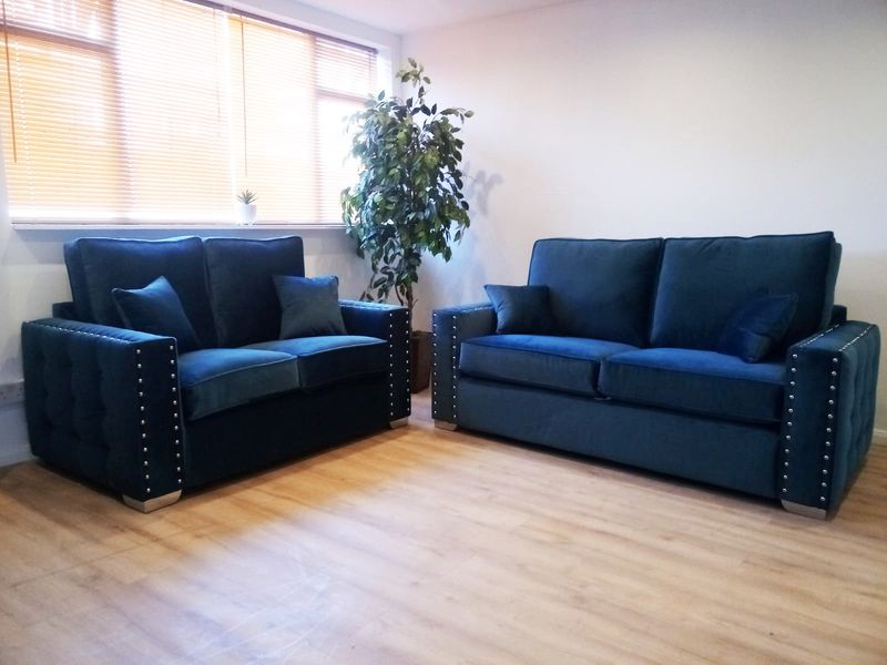 Milan Blue 3 + 2 Sofa