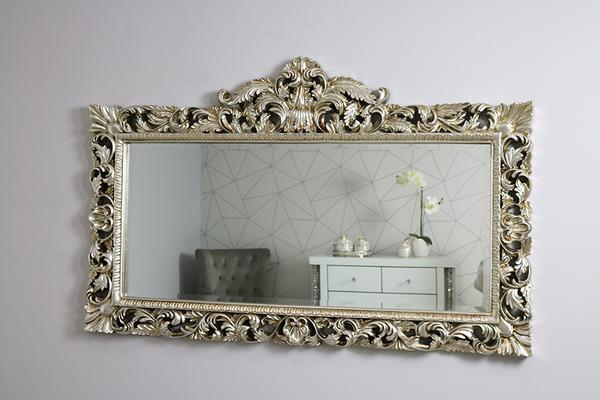 Ornate Wall Mirror Champagne/Chrome