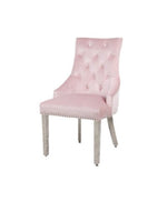 Luxury Pink Chair, Chrome Legs With Lion Knocker Back