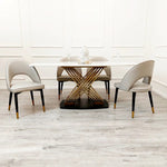 Riviera Gold 1.8 Dining Set with Polar White Sintered Stone Top With 4 Alfie Chairs