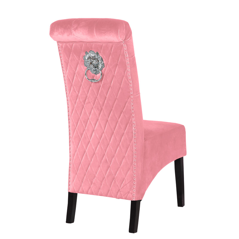 Pink High Back Chairs With Lion Knocker