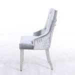 Luxury Silver Chair, Chrome Legs With Lion Knocker Back