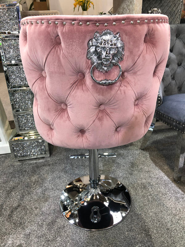 Pink Bentley Velvet Bar Stool