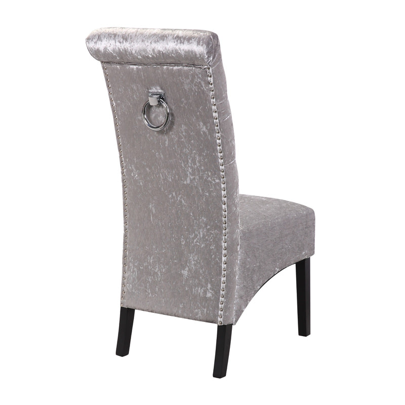 Silver/Grey High Back Chairs With Knocker Back Elegance Furniture
