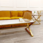 Riviera Gold Coffee Table with Polar White Sintered Top
