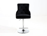 Luxury Black Bar Stool With Lion Knocker Back, Chrome Legs