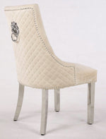 Luxury Mink Chair, Chrome Legs With Lion Knocker Back