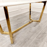 Lucien Gold Dining Table with Pandora Gold Sintered Stone Top