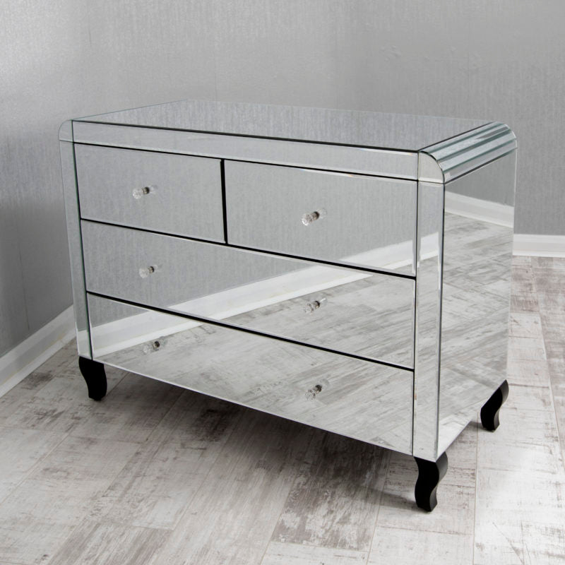 4 Draw Mirrored Chest With Black Legs